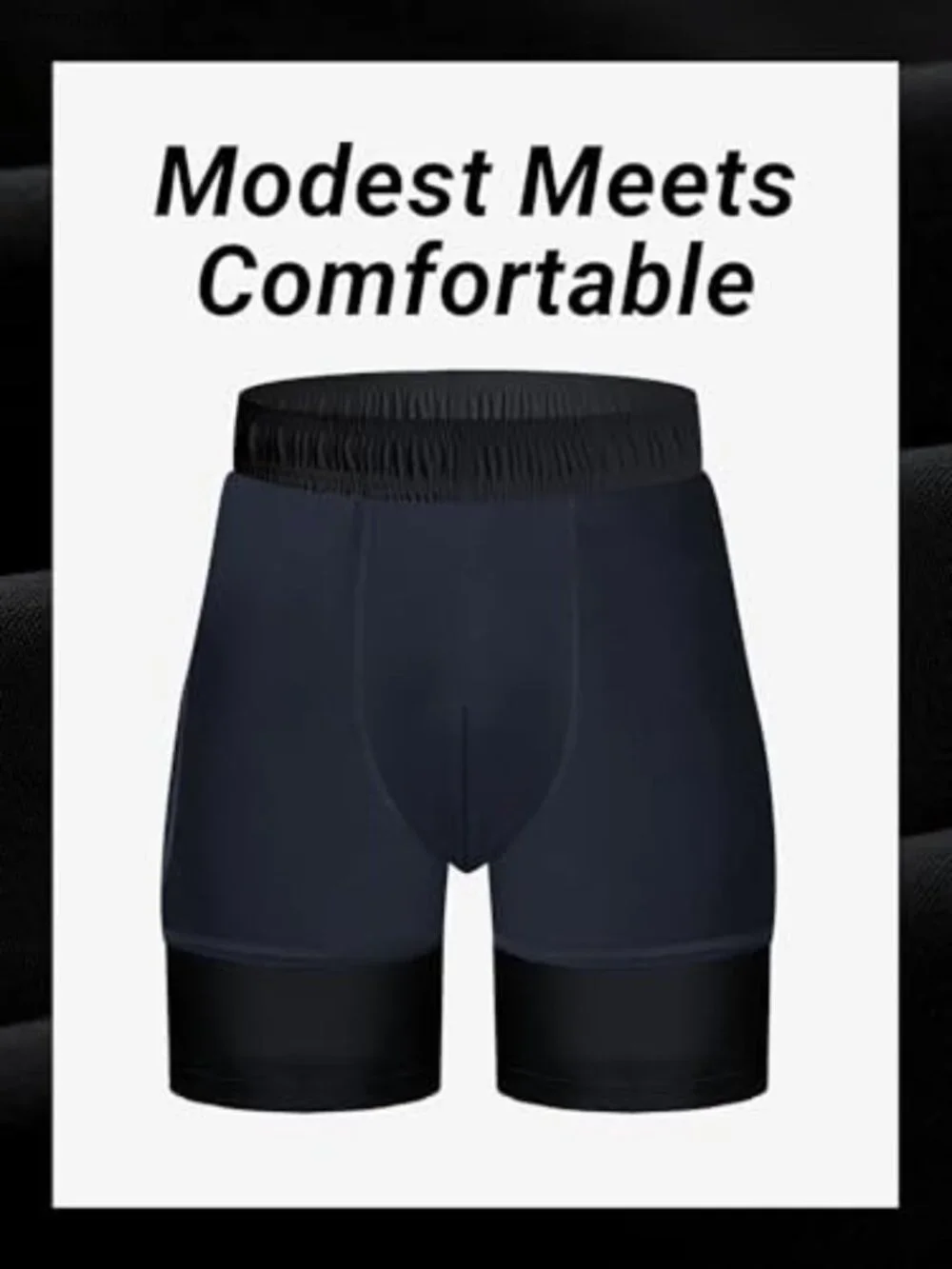 Mens 2-in-1 Swim Trunks with Compression Liner Quick Dry Zip Pockets